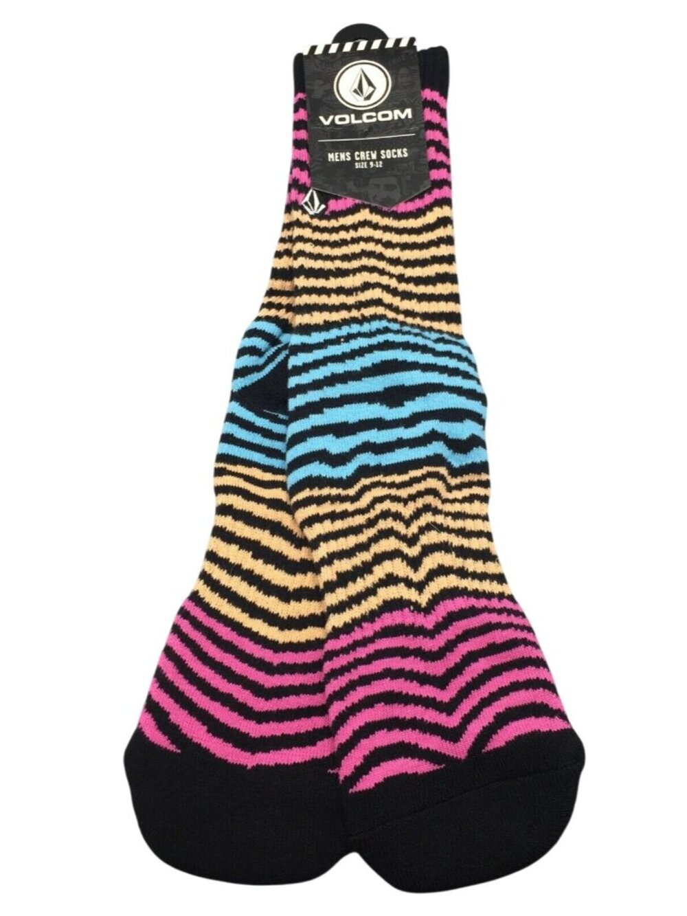 Volcom Men's Rainbow Striped Vibe Socks Crew Socks Large 9-12